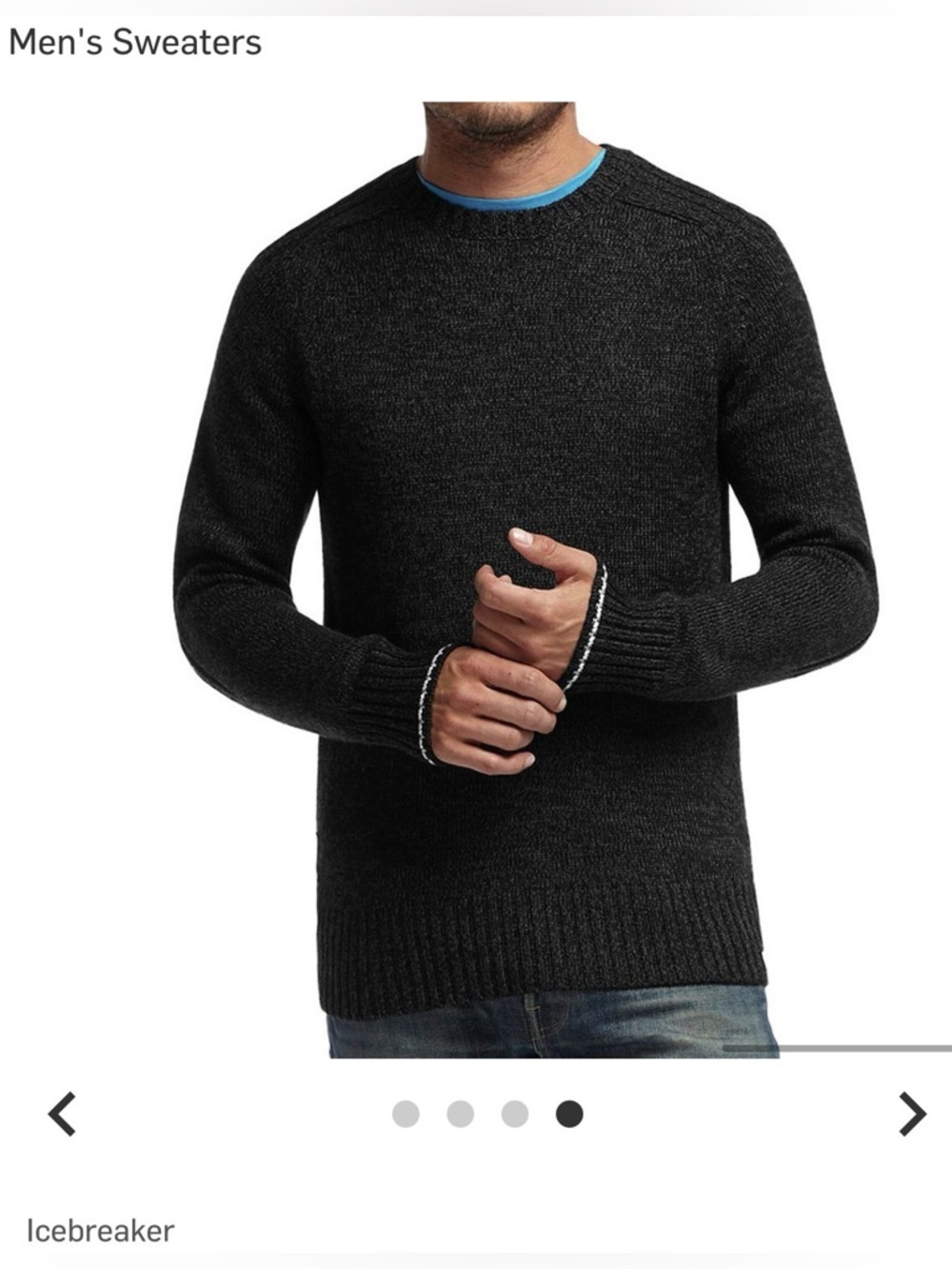 Icebreaker Men's Dark Charcoal Crewneck Sweater size M 70% merino wool